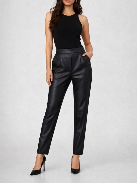 Express Pants - NWT Express High-Rise Faux Leather Tapered Pants - Black